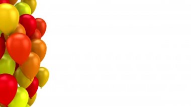 Balonlar uçuyor. Tatil arkaplanı, döngü (301-600 kare), 2 in 1, 3d görüntüleme, 4k çözünürlük