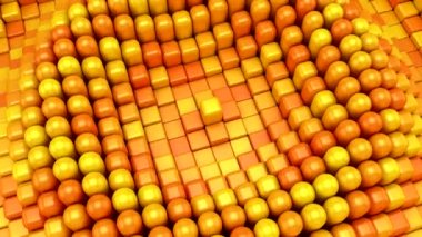 Küpler kapsüle dönüşür ve bir dalga oluşturur. Soyut arkaplan, 2 içinde 1, döngü (151-450 kare), 3d görüntüleme, 4k çözünürlük