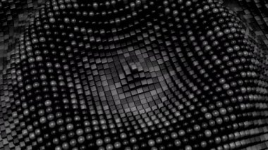 Küpler kapsüle dönüşür ve bir dalga oluşturur. Soyut arkaplan, 2 içinde 1, döngü (151-450 kare), 3d görüntüleme, 4k çözünürlük