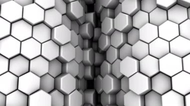 Hexagons 'un geçmişi. Soyut hareket, döngü, 3D görüntüleme, 4k çözünürlük