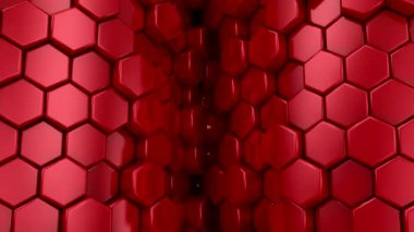 Hexagons 'un geçmişi. Soyut hareket, döngü, 3D görüntüleme, 4k çözünürlük