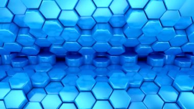 Hexagons 'un geçmişi. Soyut hareket, döngü, 3D görüntüleme, 4k çözünürlük