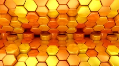 Hexagons 'un geçmişi. Soyut hareket, döngü, 3D görüntüleme, 4k çözünürlük