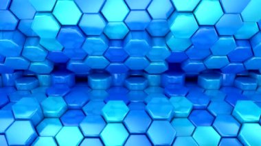 Hexagons 'un geçmişi. Soyut hareket, döngü, 3D görüntüleme, 4k çözünürlük