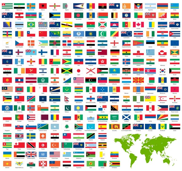 Ensemble complet de drapeaux officiels du monde — Image vectorielle