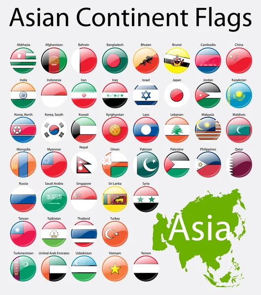 Drapeaux du continent asiatique — Image vectorielle