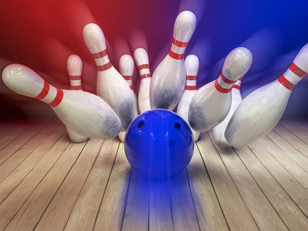 Bowling topu ve pin arka plan — Stok fotoğraf