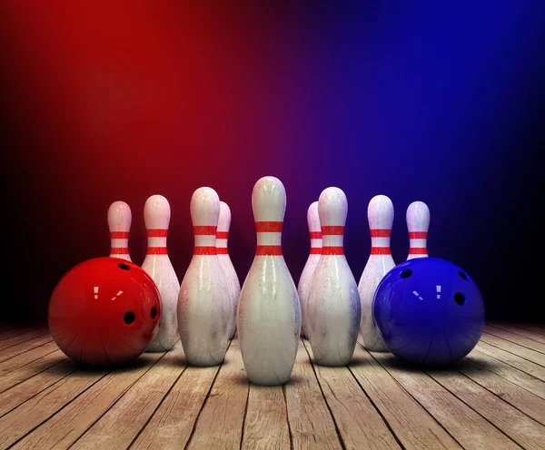 Bowling balle et broches fond — Photo