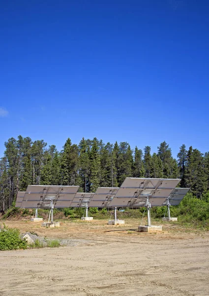 Solar panels in the forest of northern Canada