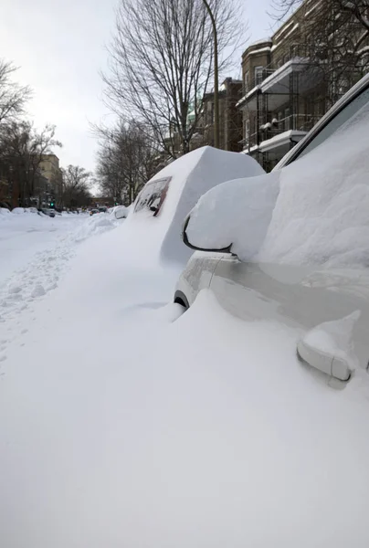 Stora Snöstorm Tagit Montreal City Kanada — Stockfoto