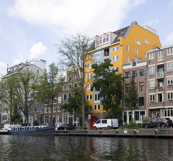 Amsterdam Vue Sur Ville Avec Maisons Bateau — Photo