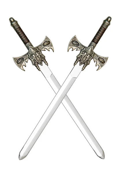 Mittelalterliche Schwerter Isoliert Auf Weißem Hintergrund — Stockfoto