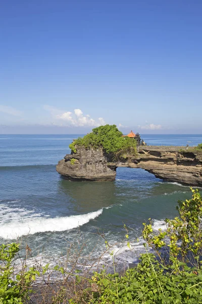 Słynnej Świątyni Tanah Lot Wyspie Bali Błękitnego Nieba Indonezja — Zdjęcie stockowe