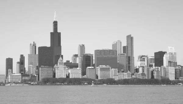 Skyline Blanco Negro Ciudad Chicago —  Fotos de Stock