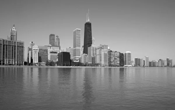 Black White Skyline Chicago City Usa — Stock Photo, Image