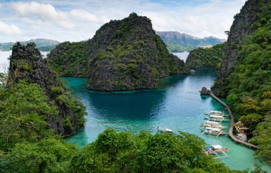 Filipinler, Palawan 'daki Kayangan Gölü bakış açısı