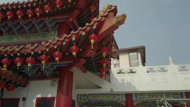 Thean Hou Tempel Mit Blick Auf Die Pagode Schwenkt Nach — Stockvideo