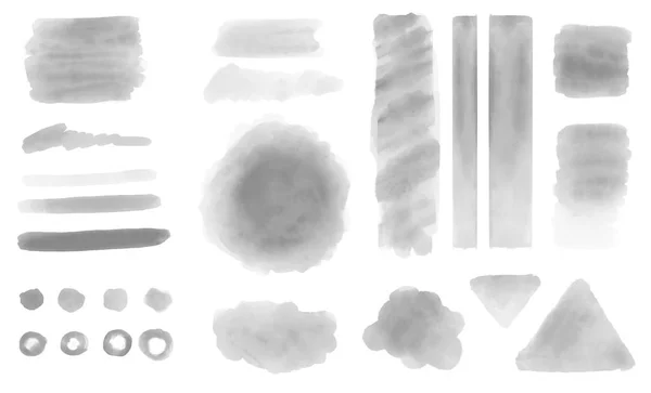 Conjunto de formas de mancha aquarela cinza — Fotografia de Stock