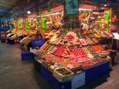 Seville, Spain - November 6, 2017: Fresh Produce vendor inside a