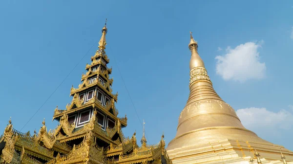 Пагода Шведагон Широкоугольный Вид Янгон Мьянма — стоковое фото