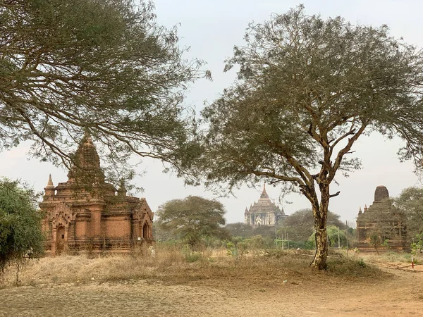 Небольшие Пагоды Баганской Археологической Зоне Главная Достопримечательность Туризма Мьянме — стоковое фото