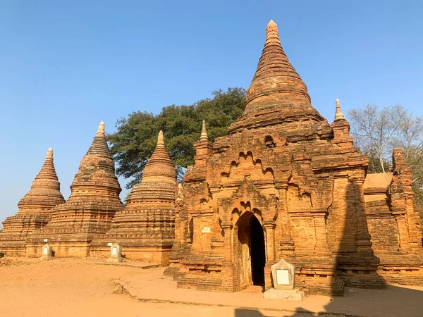 Kis Templomok Bagan Régészeti Zónában Mianmari Turizmus Egyik Vonzereje — Stock Fotó