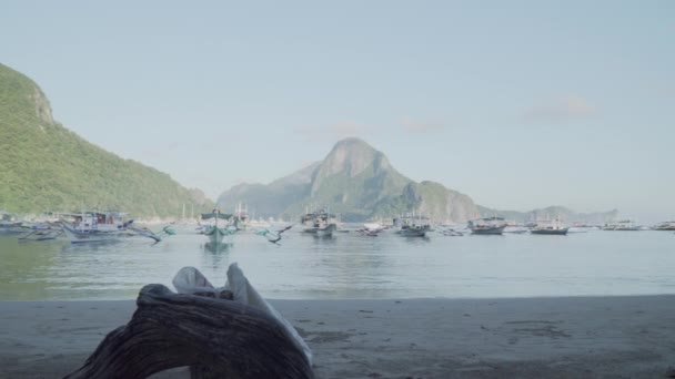 Nido Palawan Filippinerna Oktober 2019 Pan Vänster Bay Som Vågor — Stockvideo