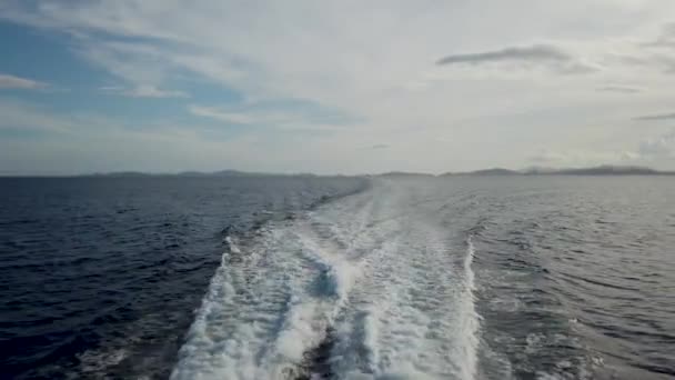 Vista Convés Balsa Barco Que Viaja Coron Para Nido Com — Vídeo de Stock