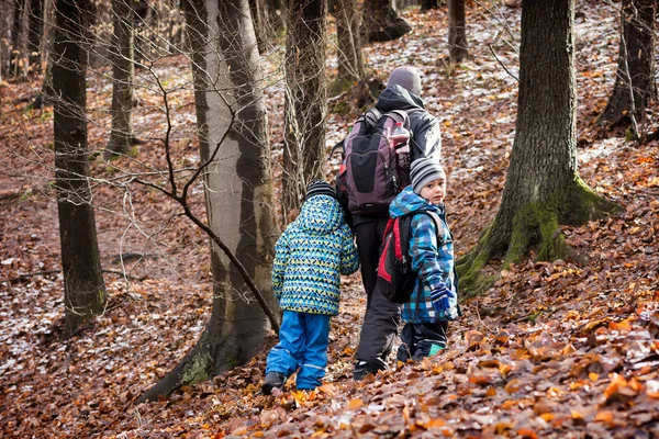 Ormanda yürüyüş aile — Stok fotoğraf