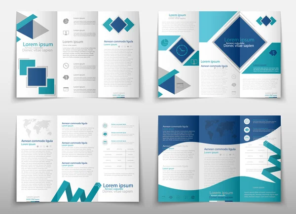 Broşür kapak sunu soyut geometrik arka plan, A4 boyutu mavi kat küme teknoloji yıllık rapor broşür afiş tasarım şablonu vektör düzeninde