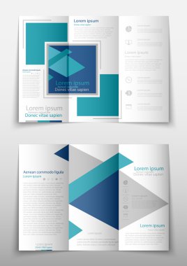 Broşür kapak sunu soyut geometrik arka plan, A4 boyutu mavi kat küme teknoloji yıllık rapor broşür afiş tasarım şablonu vektör düzeninde