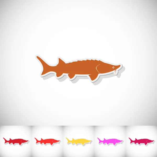 FischStör. flache Aufkleber mit Schatten auf weißem Hintergrund — Stockvektor