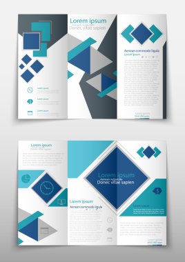 Broşür kapak sunu soyut geometrik arka plan, A4 boyutu mavi kat küme teknoloji yıllık rapor broşür afiş tasarım şablonu vektör düzeninde