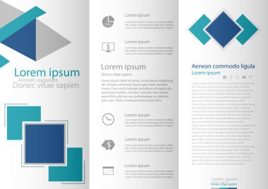 Broşür kapak sunu soyut geometrik arka plan, A4 boyutu mavi kat küme teknoloji yıllık rapor broşür afiş tasarım şablonu vektör düzeninde