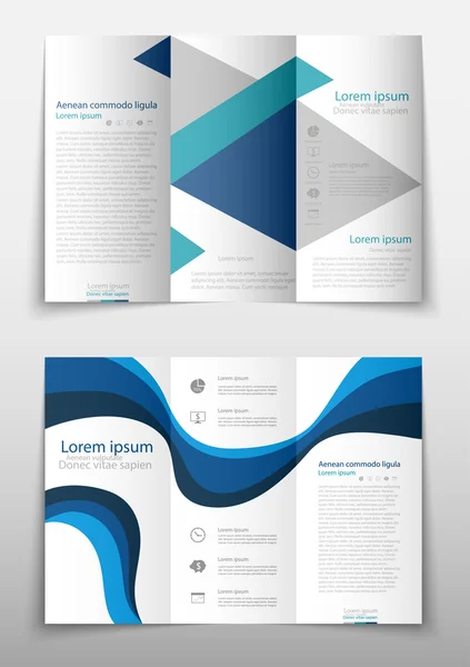 Brochure couverture présentation résumé géométrique fond, mise en page en format A4 bleu pliage technologie rapport annuel brochure dépliant conception modèle vecteur — Image vectorielle