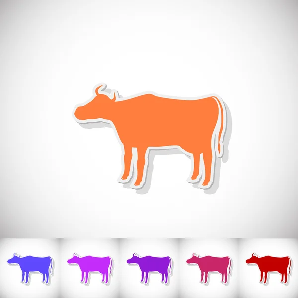 Vaca. Etiqueta plana com sombra no fundo branco — Vetor de Stock