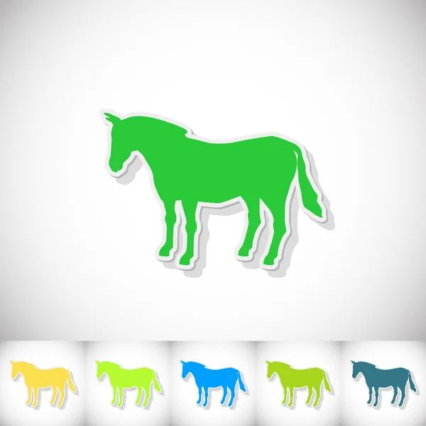 Cheval. Autocollant plat avec ombre sur fond blanc — Image vectorielle