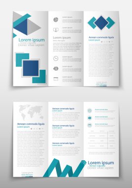 Broşür kapak sunu soyut geometrik arka plan, A4 boyutu mavi kat küme teknoloji yıllık rapor broşür afiş tasarım şablonu vektör düzeninde