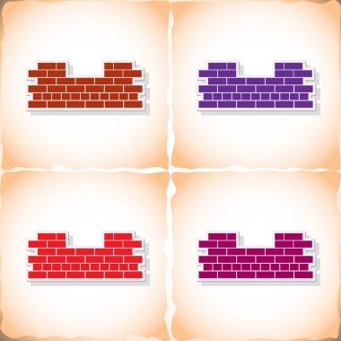 Tuğla. Eski kağıt üzerinde gölge ile düz etiket