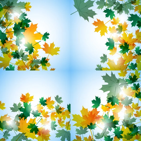 Illustrazione motivo autunno. Maple se ne va. Sfondo vettoriale — Vettoriale Stock