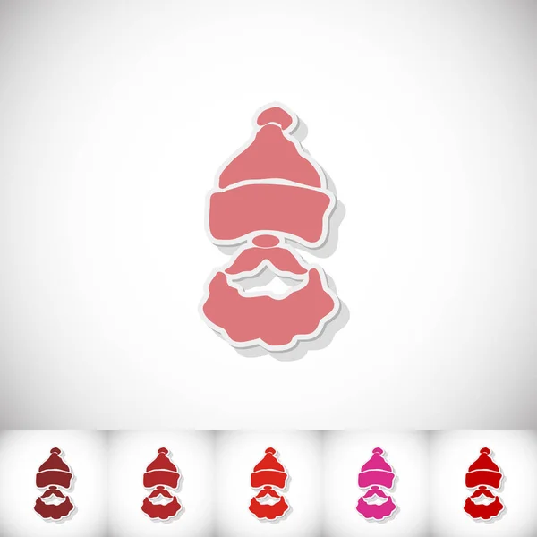 Maske des Weihnachtsmannes. flache Aufkleber mit Schatten auf weißem Hintergrund — Stockvektor
