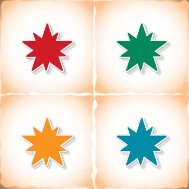 Noel yıldızı. Eski kağıt üzerinde gölge ile düz etiket