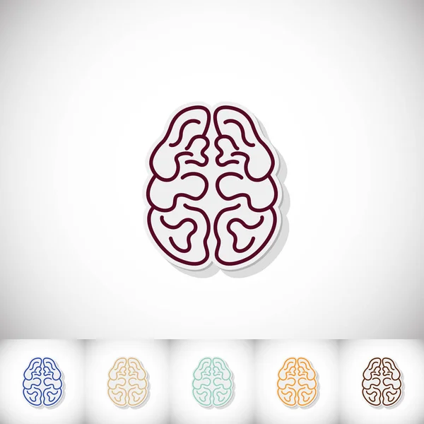 Human brain. Flat sticker with shadow on white background — Stock Vector