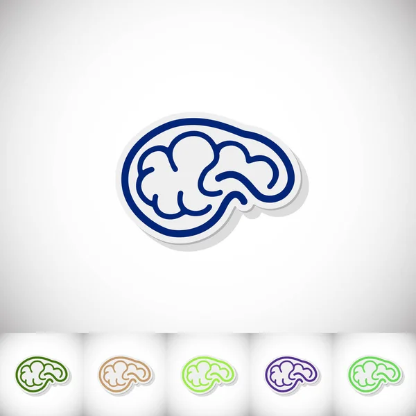 Human brain. Flat sticker with shadow on white background — Stock Vector