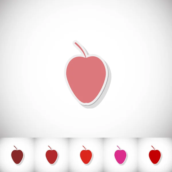 Apfel. flache Aufkleber mit Schatten auf weißem Hintergrund — Stockvektor