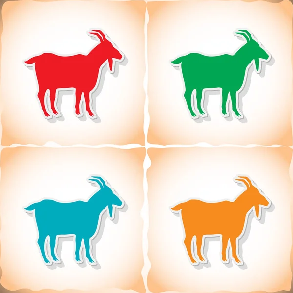 Keçi. Eski kağıt üzerinde gölge ile düz etiket