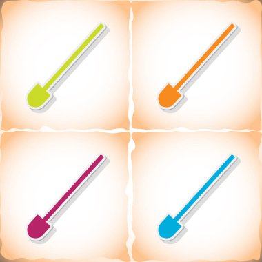 Kürek. Eski kağıt üzerinde gölge ile düz etiket