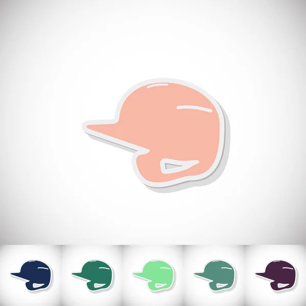 Бейсбольный шлем. Плоская наклейка с тенью на белом фоне — стоковый вектор