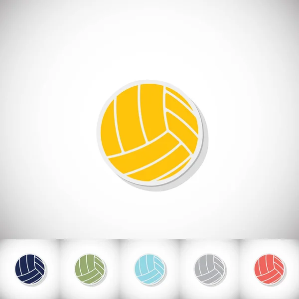 Bola de voleibol. Etiqueta plana com sombra no fundo branco — Vetor de Stock