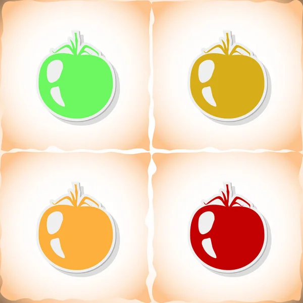 Tomato. Flat sticker with shadow on old paper — Stock Vector